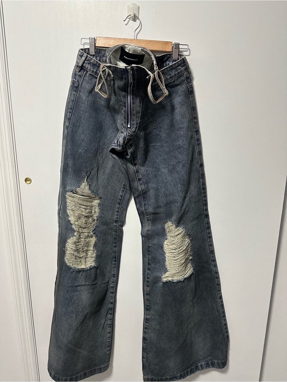 Dolls Kill Black Distressed Bootcut Jeans